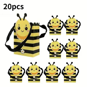 20 Small Bee-Themed Gift Boxes, Perfect For Party Gift Packaging, And An Excellent Choice For Party Favors And Decorations For Bee-Themed Events, Including Birthdays And Weddings.
