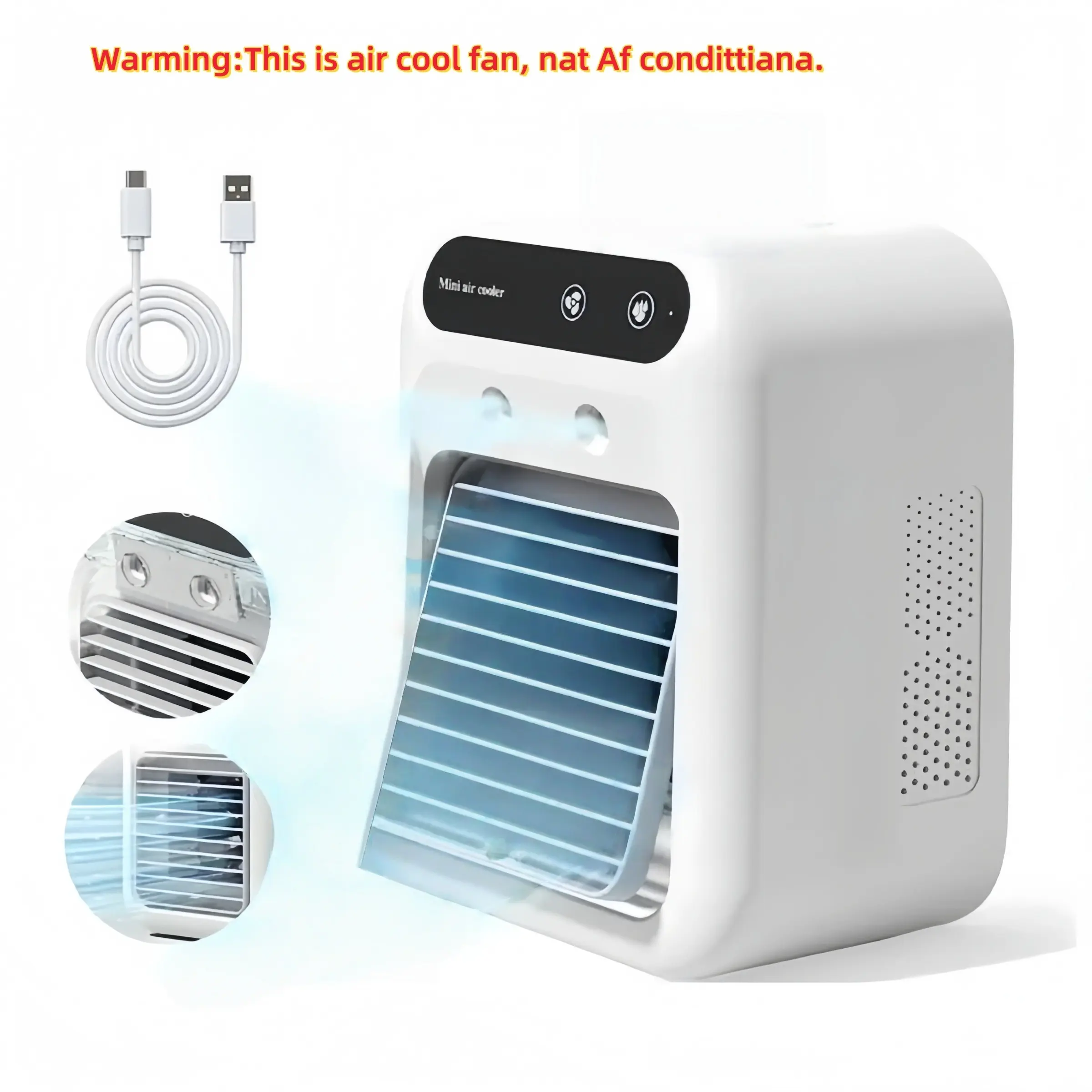 Portable Fan, 3-In-1 USB Rechargeable, 2 Spray Speeds, Lithium Battery, Multifunctional Cooling Fan for Bedroom, Office, Camping, Mist Fan Cooler, Portable Misting Fan