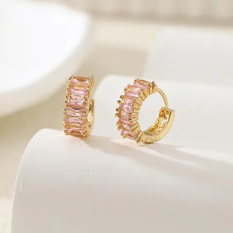 1 Pair Rhinestone Decorated Hoop Earrings, Elegant Women's Jewelry for Party, Daily Clothing Decor, Fashionable Hoop Earrings, Trendy All-match & Exquisite Jewelry for Birthday Gift