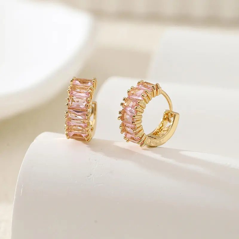 1 Pair Rhinestone Decorated Hoop Earrings, Elegant Women's Jewelry for Party, Daily Clothing Decor, Fashionable Hoop Earrings, Trendy All-match & Exquisite Jewelry for Birthday Gift