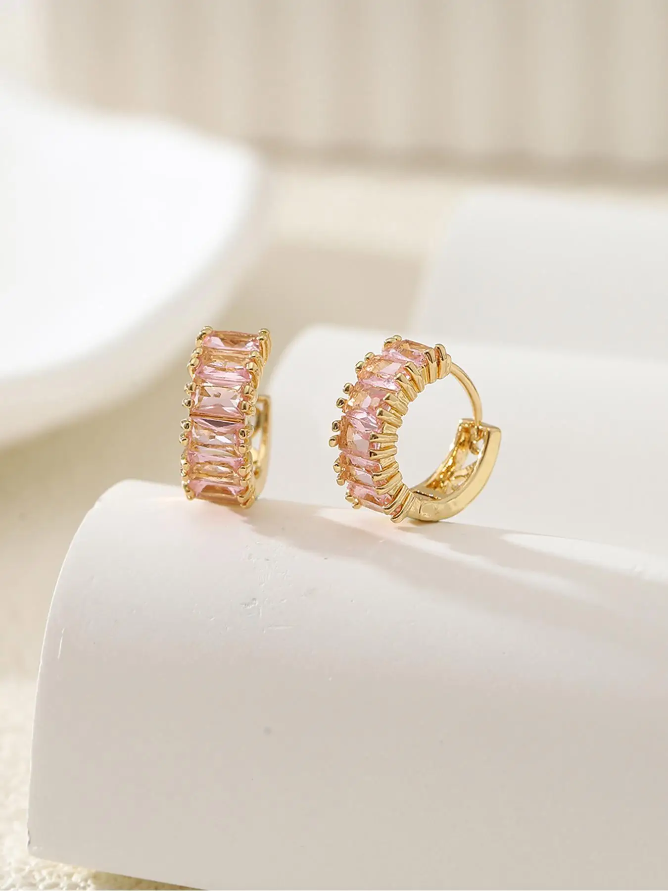 1 Pair Rhinestone Decorated Hoop Earrings, Elegant Women's Jewelry for Party, Daily Clothing Decor, Trendy All-match & Exquisite Jewelry for Birthday