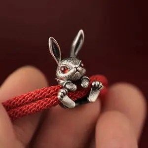 Cute fashion personalized rabbit bracelet handmade Safety red rope bracelet