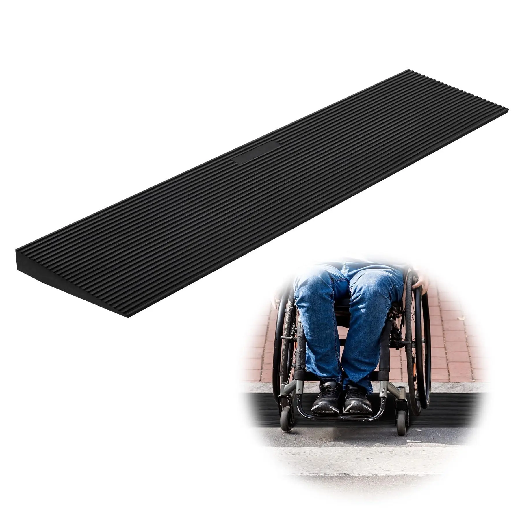 1.2" Rise Wheelchair Ramp for Doorways, 35.4" Rubber Threshold Ramps Adjustable & Cuttable Door Ramp, UP to 33069 LBS Non-Slip Rubber Door Entry Ramp Doorways Driveways for Wheelchairs
