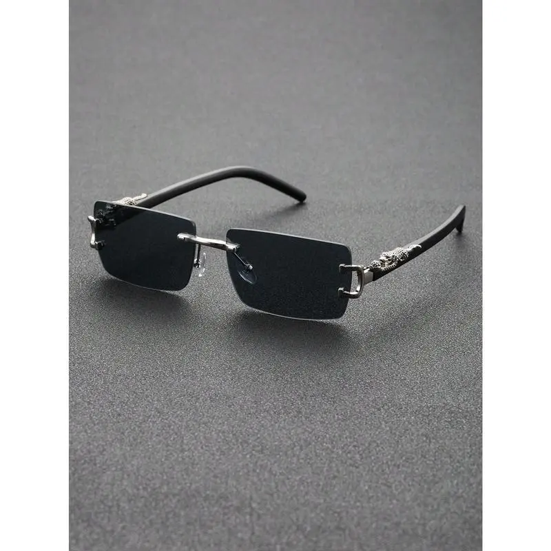 2-Pack Y2K Rimless Rectangular Casual Sunglasses for Men  display picture 3