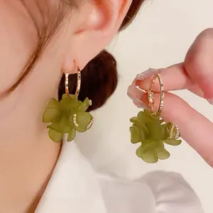 Green Flower Earrings