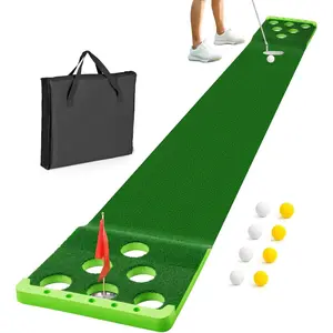Golf Pong Putting  Set with Front Border for Indoor&Outdoor, Golf Putting Green Mat Includes 8 count Golf Balls & Portable Bag,Golf Practice  Aid for Backyard,Party,Office