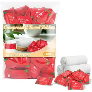 Compressed Towel Tablets - 40 count Travel Towel Disposable  Towels for Travel Camping Towel Disposable Washcloths for Adults Hiking Gear Individual Packaging  Remove Makeup Wipes