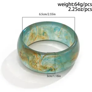 Exaggerated Colorful Irregular Geometric Acrylic Resin Bangle Bracelet Handmade Chunky Multicolor Round Square Acetate Wide Transparent Wristband Bracelet for Women Jewelry