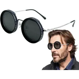 EyeconicFinds 9 Adjustable Sunglasses, Polarized Round, UV400, UV Protection, Glass Lens, 1-9 Levels, Adjustable Lenses, Unisex,B1332