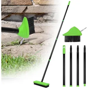 3 in 1 Weeding Wire Metal Brush Tools, Concrete Scrub Deck Brush with Long Handle for Moss, Tough Stains  Paving, Garden, Patio, Pool
