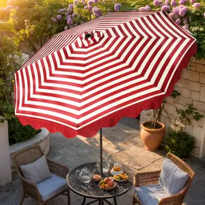 【Spring Glow Up】Ovios 10Ft Outdoor Patio Umbrella with 32 LED Lighted, Outdoor Table Umbrella with 8 Sturdy Ribs, Push Button Tilt and Crank, Backyard Umbrella, Market Umbrella for Garden, Deck, Pool and Beach