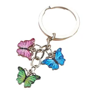 Colorful Enamel Butterfly Keychain, Metal Charm Pendant, Creative Bag Accessory, DIY Jewelry Key Ring for Cross-border Gifts & Daily Decoration