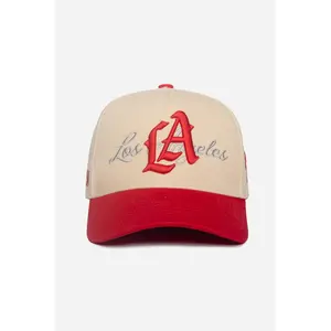 LA Logo A-Frame Snapback | Natural & Red