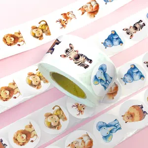 500 Sheets/roll Watercolor Cartoon Animal Roll Stickers Series Sealing Stickers Cups Laptops Suitcases Notebooks DIY Decorative Stickers Birthday Gifts, Funny Stickers