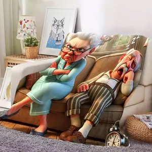 1pc Angry Grandma Printed Style Flannel Blanket – Soft And Comfortable Parabolic Design, Perfect for Sofas, Beds, Cars, Offices, Camping, And Travel – a Gift for All Seasons, Cozy Bedding Accessory