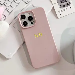 Personalized Custom Name Initial Letters DIY Case For iPhone 16 15 14 13 12 11 Pro Max Plus Soft Leather Pattern Cover Funda Waterproof Pink Gold Initials