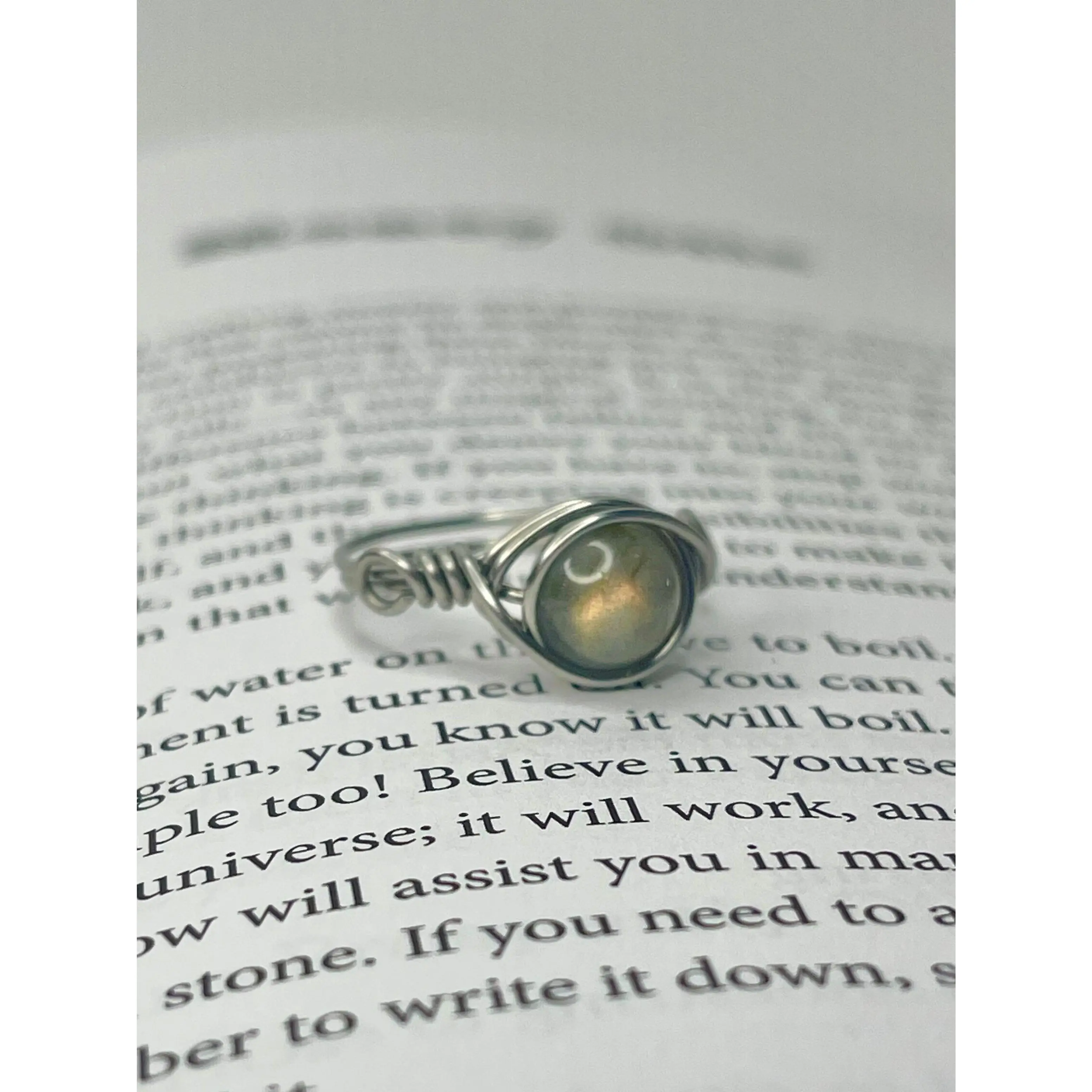 Labradorite Stainless Steel Wire Ring Labradorite Stainless Steel Wire Ring