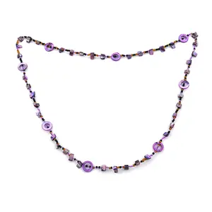 Purple Multi Color Seed Bead Stone Chips Beaded Necklace for Women Jewelry Birthday Christmas Gifts for Women Size 40" Ct 0.01 Purple Multi Color Seed Bead Stone Chips Beaded Necklace for Women Jewelry Birthday Christmas Gifts for Women Size 40" Ct 0.01