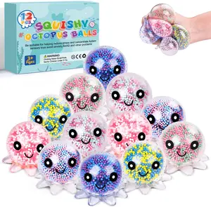 12 Pack Fidget Stress Balls for Adults, Cute Octopus Stress Relief Sensory Stress Ball, Bulk Squishy Squeeze Ball Toys Set for Classroom Prizes and Birthday Party Favors