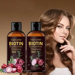 2 Bottles 3-In-1 Biotin Infused Shampoo with Onion Rosemary, Deep Clean Hair, Strengthen Roots, Smooth Anti-Frizz, Suitable for All Hair Types