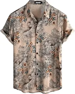 JUIM Mens Hawaiian Shirt Short Sleeve Button Down Tropical Casual Floral Beach Shirt - Lightweight Polyester, Button Front, Stylish for Summer Wear - Top Breathable Festival Layer Natural Smooth Soft Shortsleeve