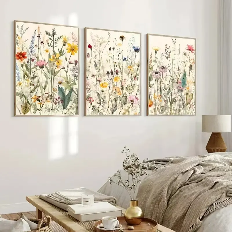 3pcs Modern Wildflower Leaf Plant Natural Floral Poster Watercolor ...