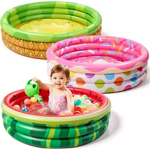 3 Pack 45" X 10" Inflatable Kiddie Pools, Watermelon Pineapple Cupcake Swimming Pool for Kids Seasonal Merriment, Indoor&Outdoor Water Pool Baby Swimming Pool Pit Ball Pool