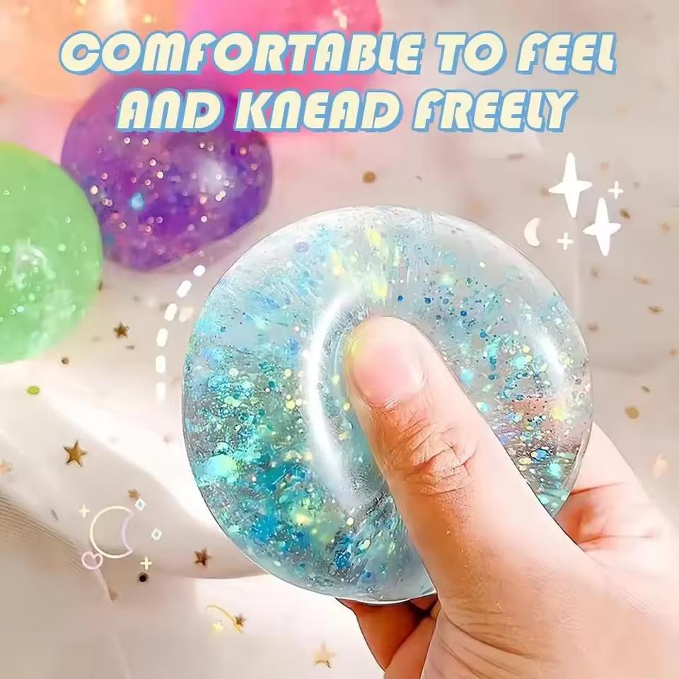 Colorful Glitter Sugar Stress Ball - Super Soft Squishies Toy, Fidget Box & Finger Squeeze Anxiety Support Stress Relief Toy, Portable Desk Squishy for Relaxation and Focus, Squishies Toys, Fidget Box Stress Relief Toys, Finger Squeeze Stress Relief Toys