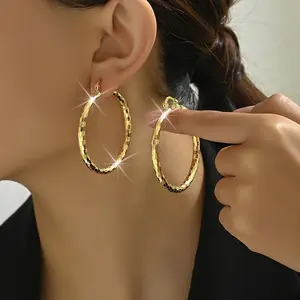 Trendy 18k Golden Plated Copper Hoop Earrings for Women - New Years Gift, Christmas Gift, Valentine's Day Gift, Creative Party Wear undefined undefined indian stud