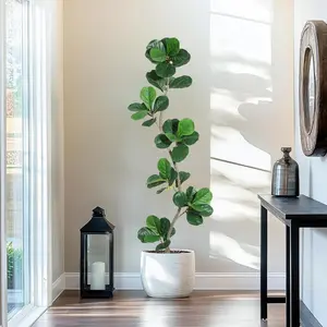 Gaomon 6FT Artificial Fiddle Leaf Fig Tree - Fake Decorative Plant with Black Planter (Pot), Large Indoor Decor for Home, Office Furniture