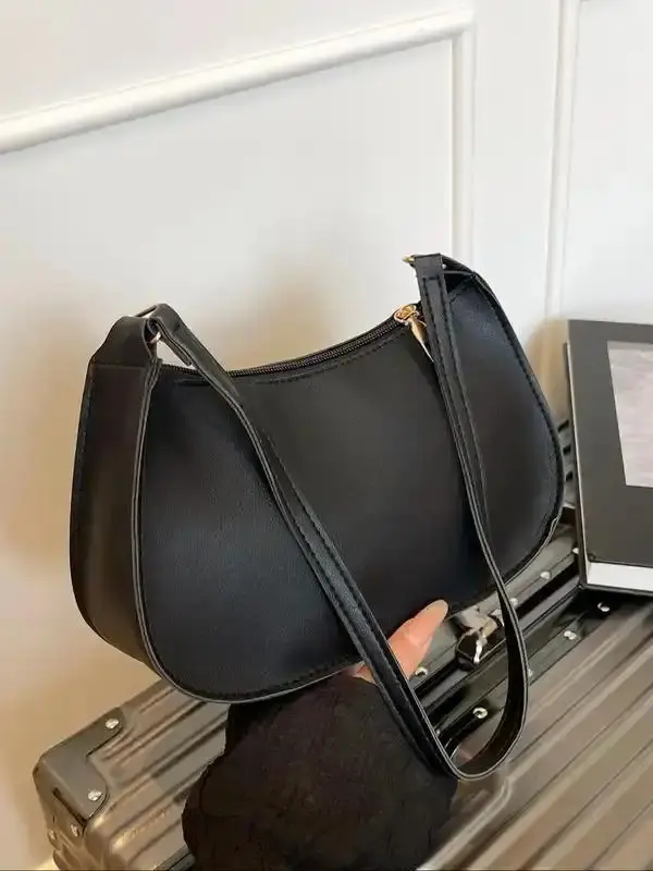 Premium New Women's Bag, Retro Hong Kong Style Soft Leather Shoulder Bag, Convenient Versatile Crossbody and Handheld Moon Bag Polyester Hobo Bag Large Capacity Tote Bag Gym Bag Large Tote Travel Bag Large Tote
