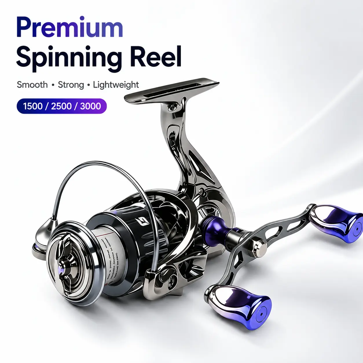 Dual Handle Spinning Fishing Reel for Anglers, Smooth Action with Ambidextrous Left/Right Fit for Saltwater/Fresh Fishing, Interchangeable, Lightweight, Freshwater, Metal, Premium Fishing Gear