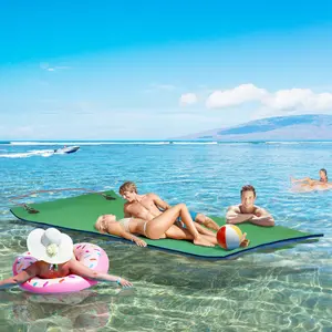 9' x 6' Green Floating Water Mat for 2 Adults 484 lbs Capacity XPE Foam UV Resistant Pool Lake Ocean Beach Boating Mat with Secure Straps and Bungee Tether