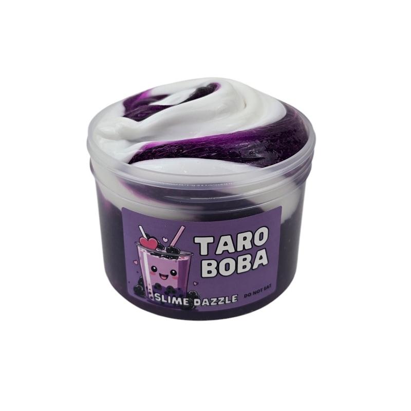 Taro Boba Slime DIY Set – Purple Clear Slime + White Thick Glossy Slime Duo (10oz Total) – Berry Krisp Scented with Boba Charms & Star Sprinkles – Advanced Bubble-Popping Slime