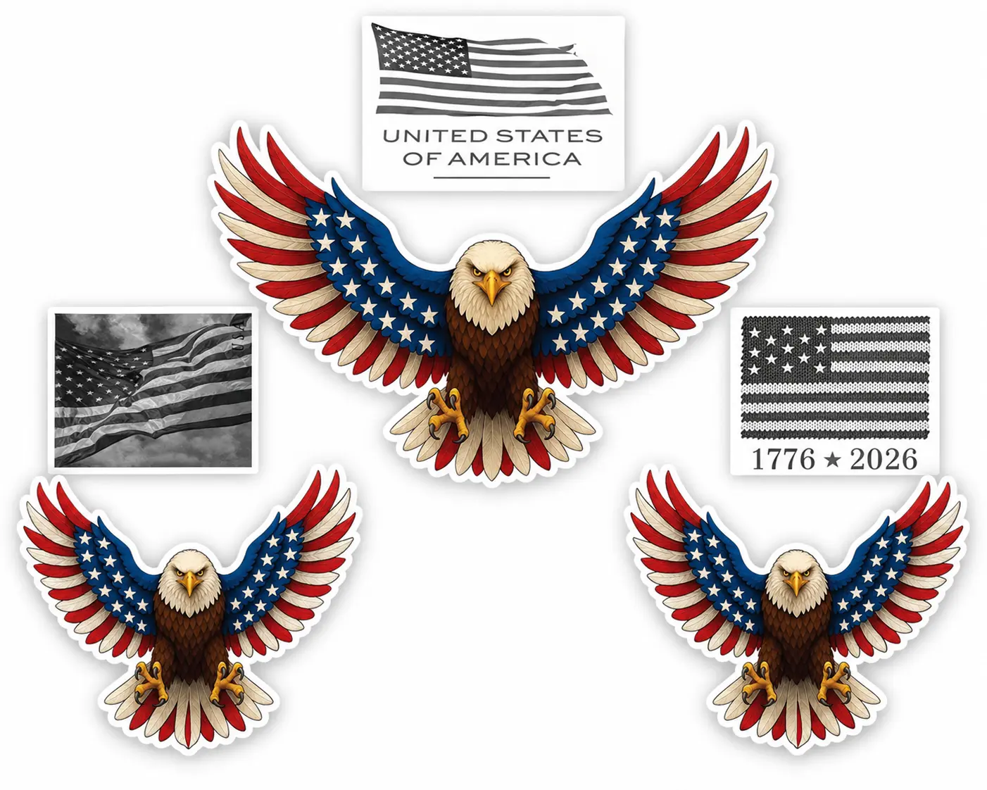 Forever 26 25 24 23 Designs Scrapbook Patriotic Stickers Easy Peel & Stick Self-Adhesive, 1 Roll 100PCS