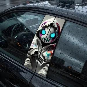 2 Pcs Car Door Trim Sticker Waterproof & Sunproof B-pillar Vinyl Personalized Creative Cartoon Design for Vehicle Decal Decoration Automotive Accessories