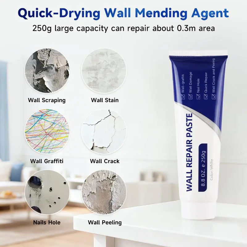Drywall Patch Repair Kit, 250g Wall Mending Agent, Multi-functional Quick-drying Wall Repair Paste, Adhesive, Heavy Duty, Concrete Sealant Waterproof, Self Adhesive.