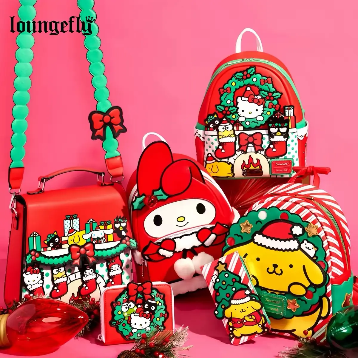 LF x Sanrio Co branded Melody Kitty Cat Sanrio Family Bag Women's Cute Cartoon Backpack Single Shoulder Bag Christmas Gift