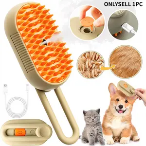 2 Kinds of Combs: Steel-toothed Comb & Spray Cat Steam Brush for Shedding with Foldable Handle for Cats and Dogs, Spritz Defur Comb Pet Spray Grooming Tool for Hair Removal & Massage, Groomer Tools, Self Grooming Brush