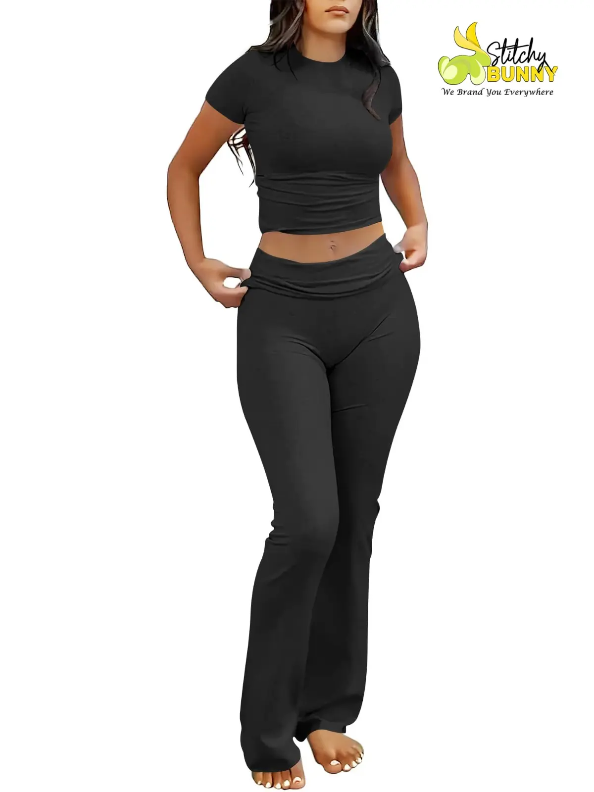 Lounge Sets for Women 2 Piece Foldover Yoga Flare Leggings Pants Crop Tops Casual Y2K Outfits Matching Tracksuit Set