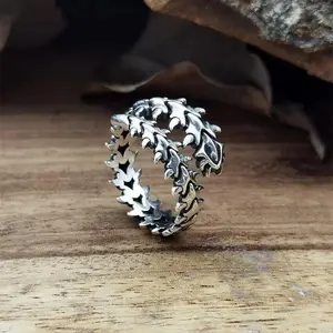 Gothic Antique Silver Keel Spine Rings For Women Men Hyperbole Centipede Open Ring Hip Hop Jewelry Y2K Fashion Kaneki Ring