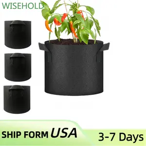 3PCS Grow Bags 5 Gallon Thickened Plant Grow Bags Multi-Purpose Nonwoven Fabric Pots with Durable Handles, Outdoor Garden Plant Pots for Fruits Vegetables Flowers Herb Bonsai Plants, Black