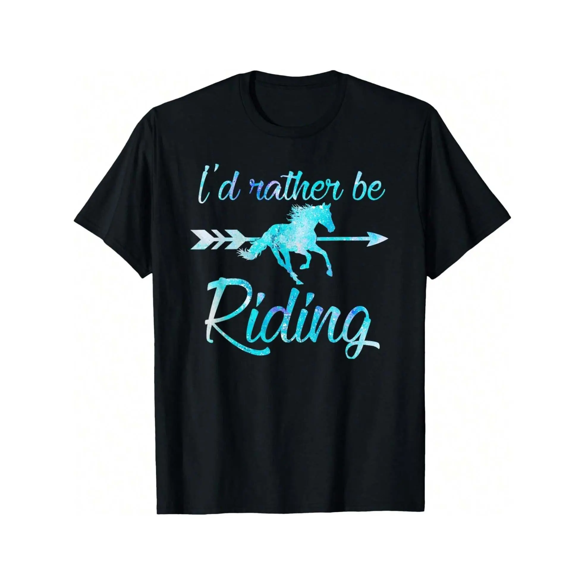 100% Cotton  Horse Rider Shirt Girls I'D RATHER BE RIDING Horses Kid Gift T-Shirt