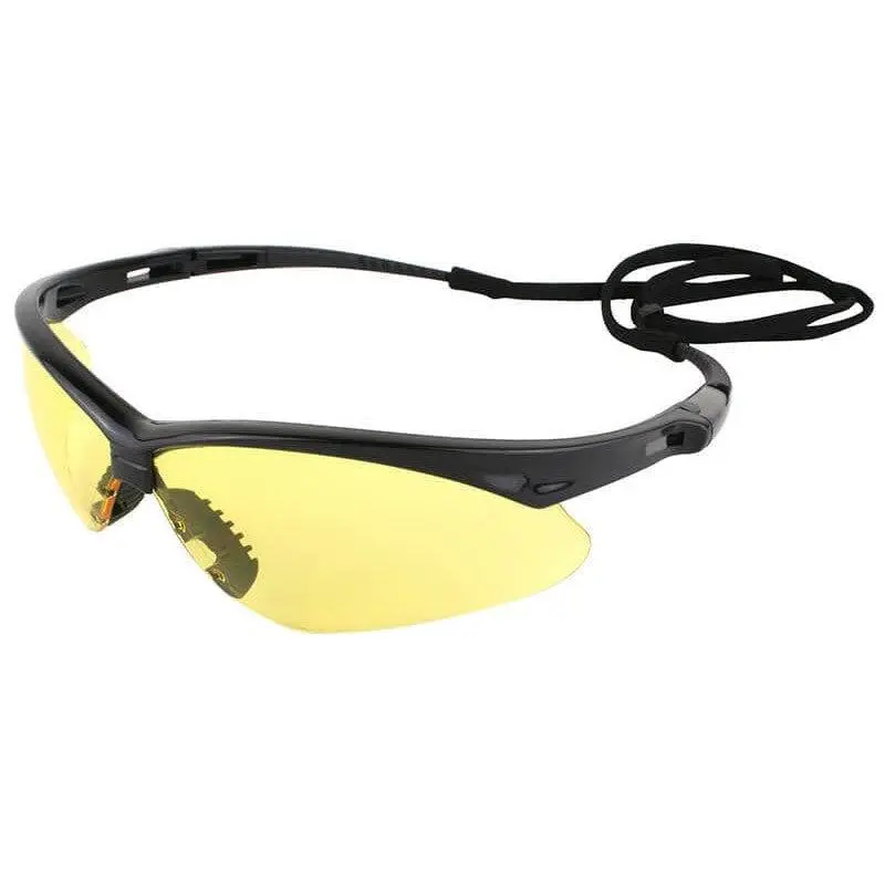 KleenGuard Nemesis Safety Goggles - Black Frame, Amber Lens, Sun Protection, Bisphenol A (BPA)-Free, Bayonet Temples, With Neck Cord, Eye Strain Guard - Home Improvement & Security Work Safety Equipment