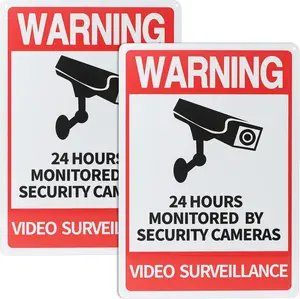 24 Hour Video Surveillance Sign, 14"×10" Security Camera Sign Warning for CCTV Recording System,Indoor Or Outdoor Use for Home Yard Business 2 Pack