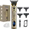 AMULISS Professional Cordless Men's Hair Trimmer - 0-Gapped T-Blade, LED Display, USB Charging, Home Haircut, Outline Carving, Beard-Trim Ready, Halloween/Birthday/Father's Day Gifts, Face Grooming Handheld Clipper