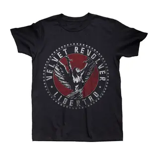 Velvet Revolver Circle Vintage Concert Unisex Short Sleeve New Black T-Shirt Cotton Fabric