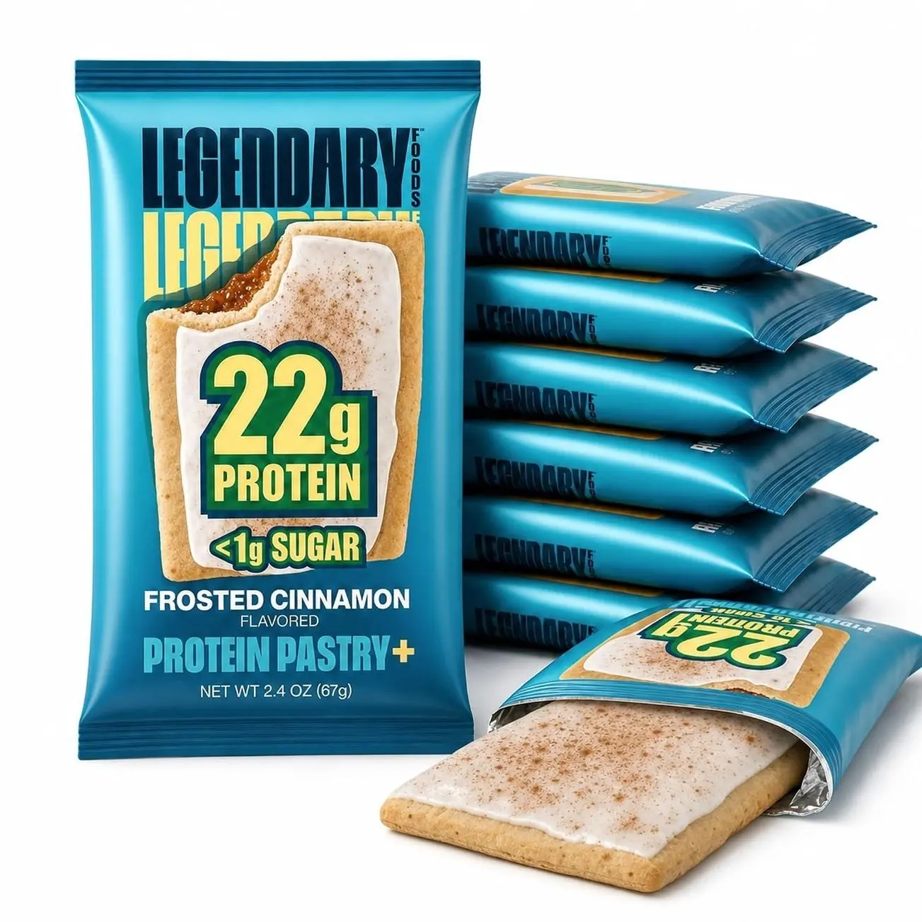 Legendary Foods High Protein Pastry, Cinnamon, Low Carb/Low Sugar Snack | Protein Pastry, Keto Snack, Frosted Breakfast Tart, High Protein Keto Treats, Healthy Snacks for Adults & Kids