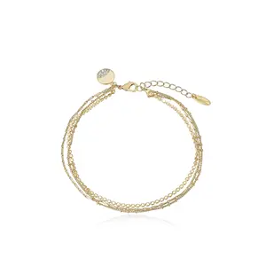 Ettika Crystal Dipped Multi Chain Anklet – 18k Gold Plated Sparkling Layered Anklet