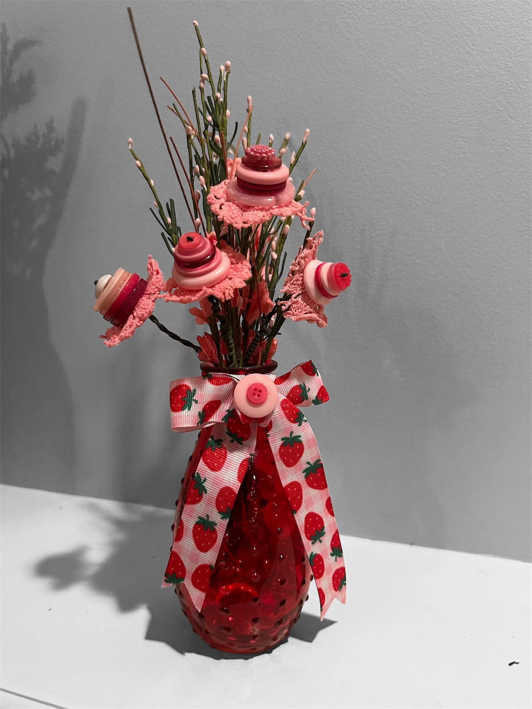 Sweet Strawberry & Button Bouquet